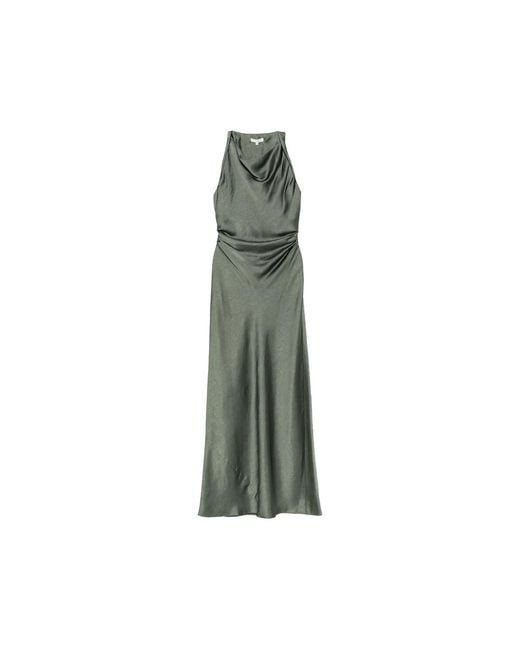 Vince Green Cowl-Neck Ruched Maxi Dress