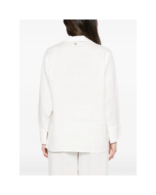 Panicale White Side-Slit V-Neck Blouse
