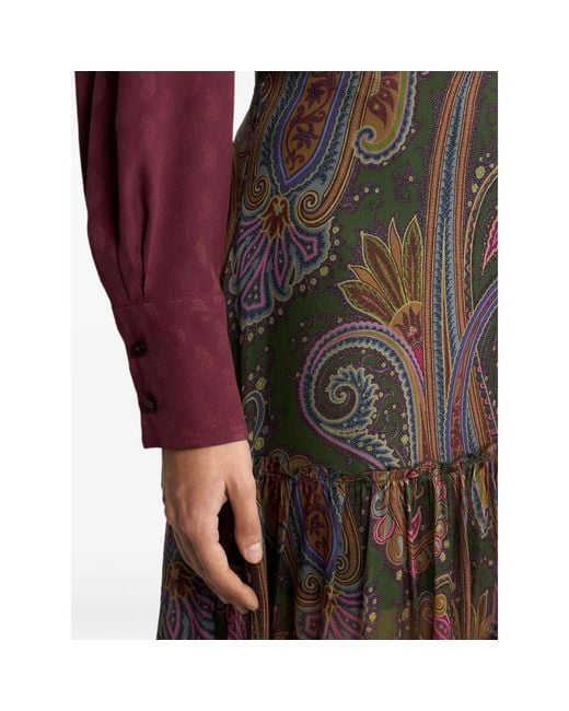 Etro Brown Silk Maxi Skirt With Placed Paisley Print