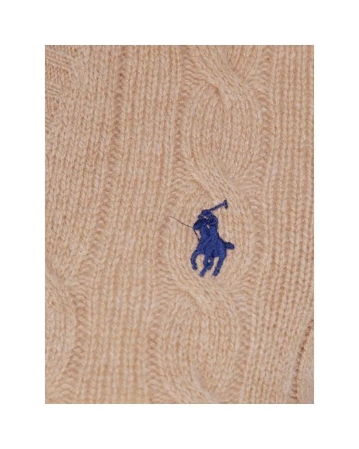 Ralph Lauren Natural Cable-Knit V-Neck Sweater