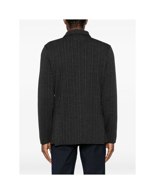 Lardini Black Herringbone Double-Breasted Jacket for men