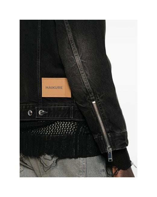 Haikure Black Zip-Up Denim Jacket for men