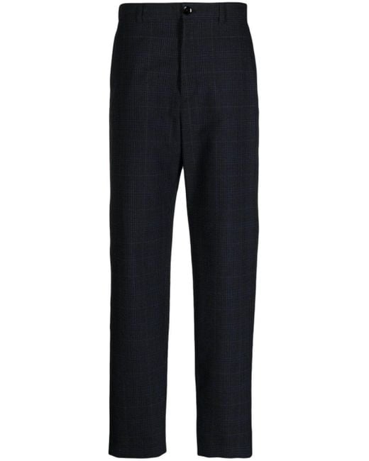 Lemaire Blue Check-Pattern Tapered Trousers