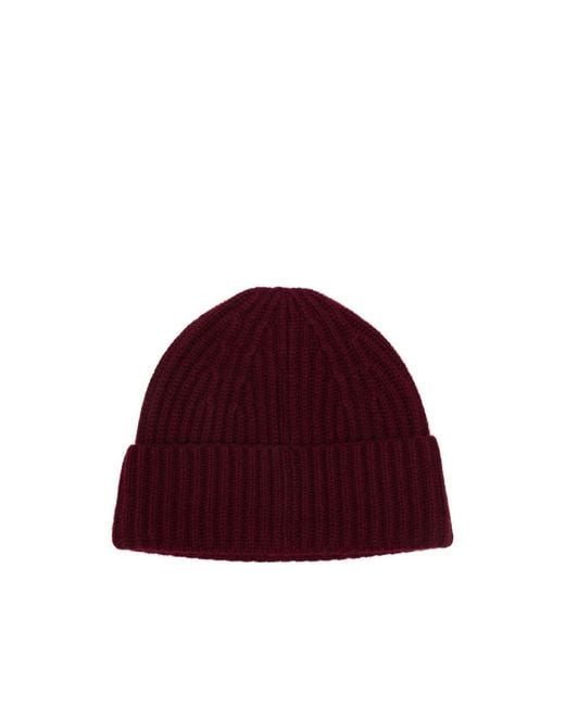 Lisa Yang Red Martigny Ribbed-Knit Beanie Hat