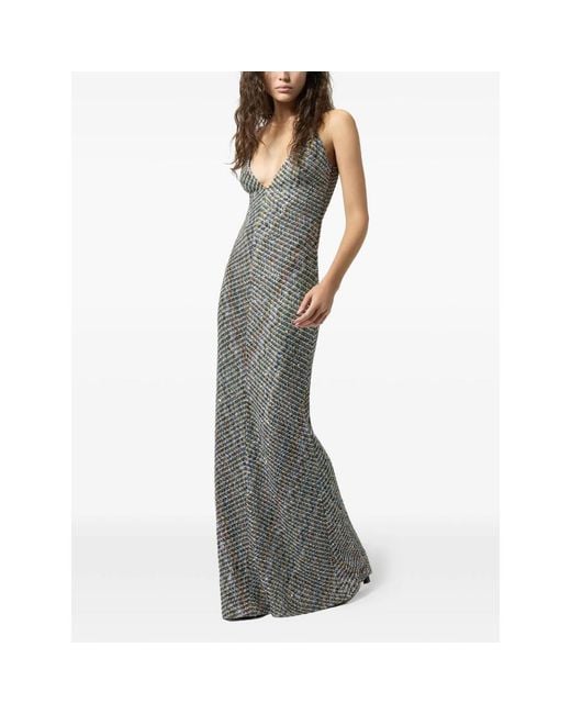 Missoni Gray Long Dress With Open Back And Sequins
