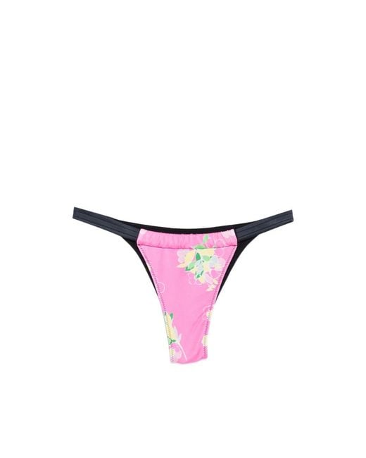 Frankie's Bikinis Purple Amore Floral-Print Bikini Bottom