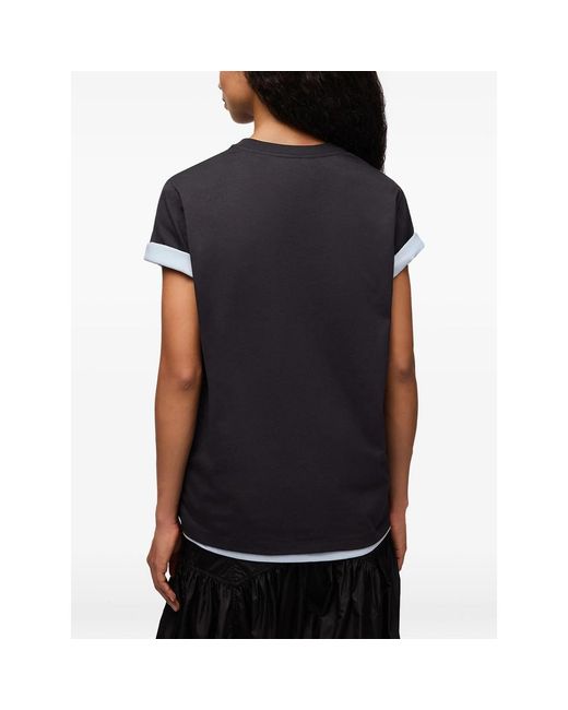 Ganni Black T-Shirt With Flowers