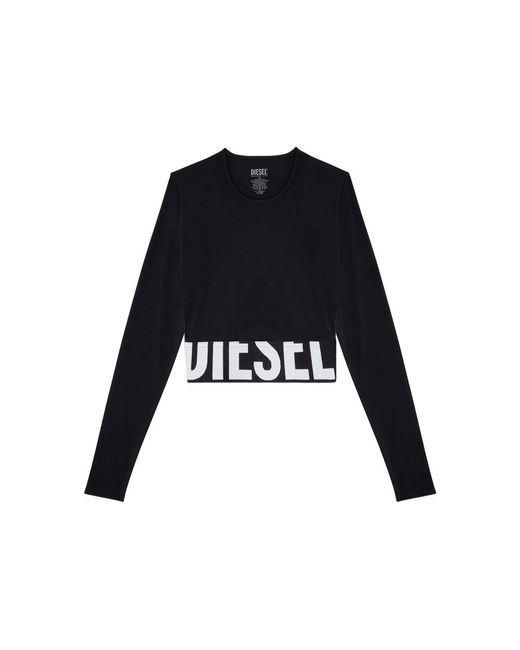 DIESEL Black Cropped Top Recycled Nylon