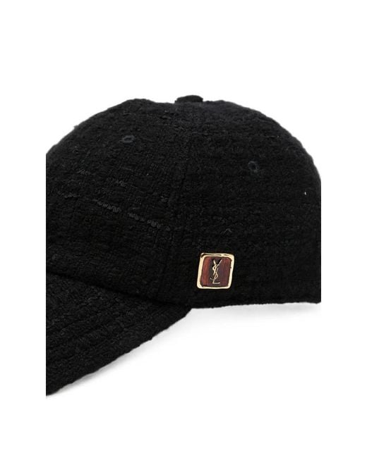 Saint Laurent Black Cassandre Baseball Cap