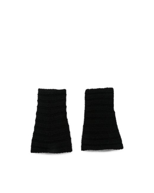 Lisa Yang Black Zarie Ribbed-Knit Fingerless Gloves