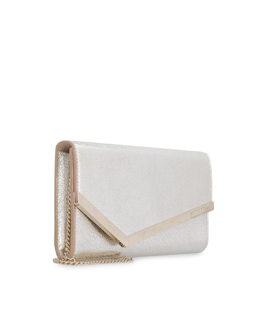 Jimmy Choo White Emmie Leather Clutch Bag