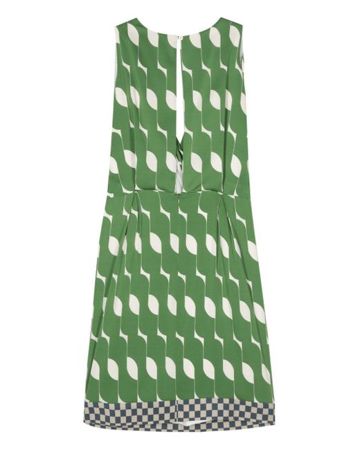 Dries Van Noten Green Graphic-Print Midi Dress
