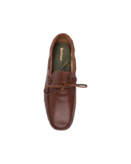 Barbour Brown Courage Lace-Up Boat Shoes for men