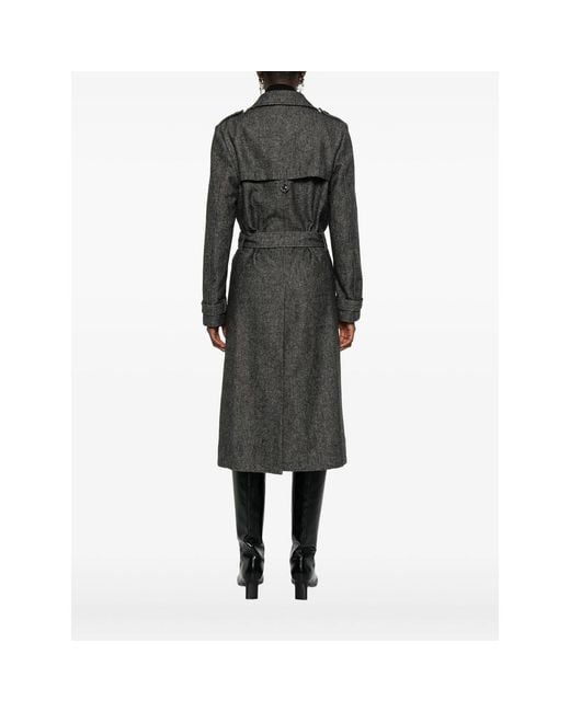 Eraldo Black Belted Double-Breasted Coat