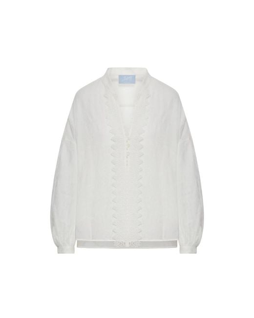 Seafarer White Lena Lace-Details Blouse