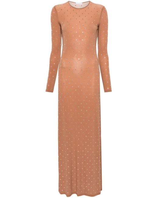Rabanne Brown Crystal-Embellished Maxi Dress