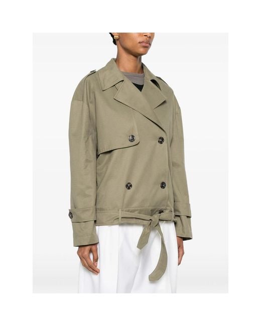 THE NINA STUDIO Green Double-Breasted Belted Jacket