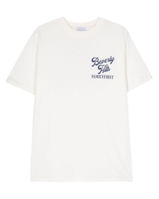 FAMILY FIRST White Logo-Print Cotton T-Shirt for men