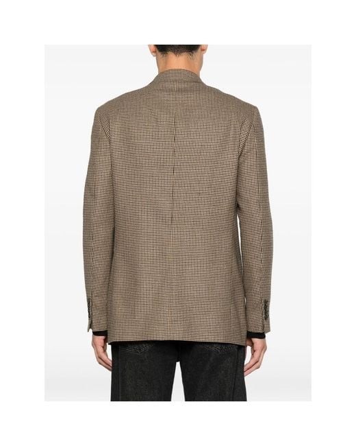 Reveres 1949 Brown Houndstooth-Pattern Blazer for men