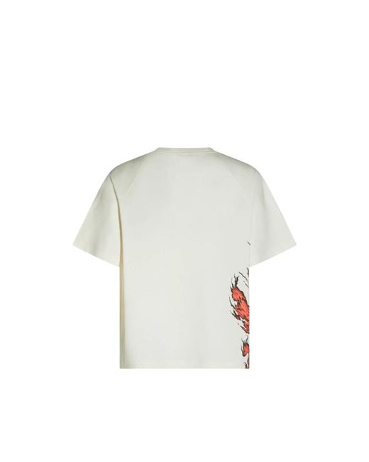 Y-3 White Graphic-Print Raglan-Sleeve T-Shirt for men