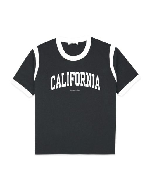 Sporty & Rich Black California-print Cotton T-shirt
