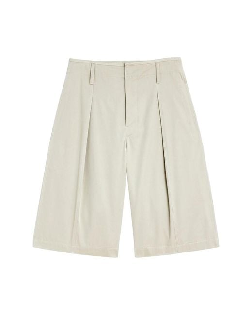 Lemaire White Pleated Bermuda Shorts for men