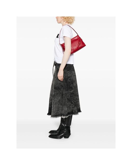 Givenchy Red Mini Voyou Buckle-Detail Leather Tote Bag