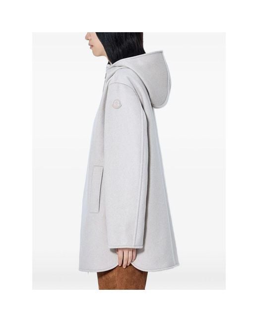 Moncler Gray Hooded Zip-Front Coat