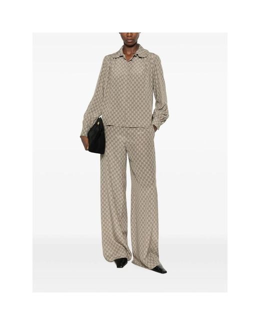 Gucci Natural Gg Supreme Ruffled Shirt
