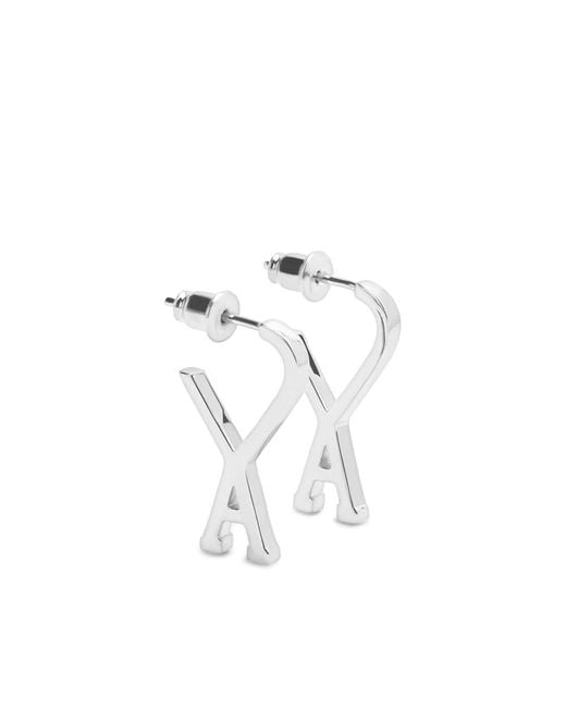 AMI White Brass Small Ami De Coeur Hoops