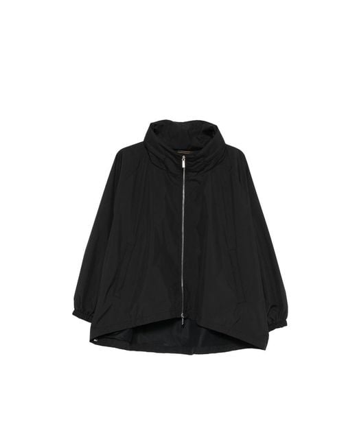 Moorer Black Lehua Funnel-Neck Zip Jacket