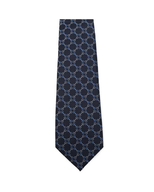 Gucci Blue Horsebit-Pattern Tie for men