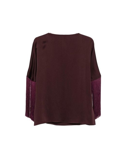 Antonelli Purple Fringe-Trimmed Long-Sleeve Blouse