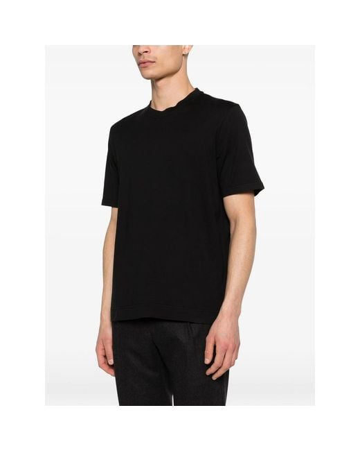 Fedeli Black Crew-Neck T-Shirt for men