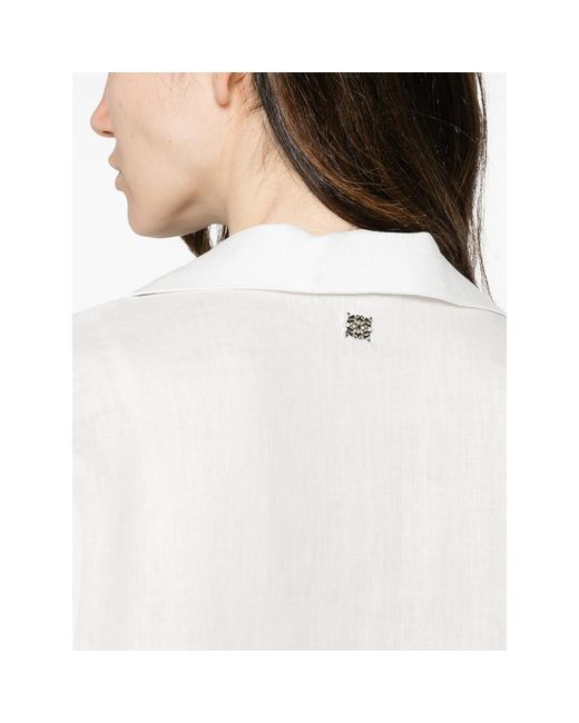 Panicale White Side-Slit V-Neck Blouse