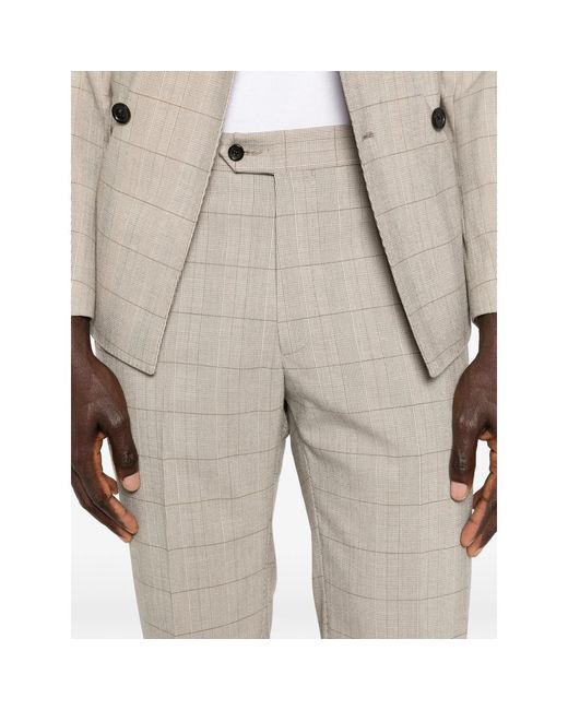 Reveres 1949 Natural Double-Breasted Patterned Suit for men
