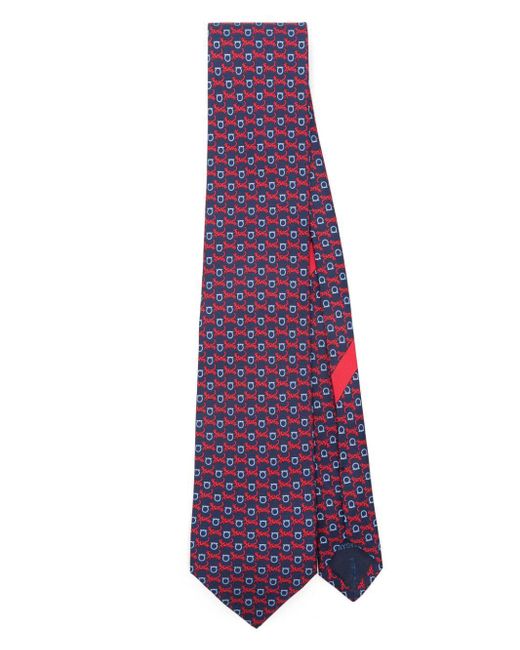 Ferragamo Purple Gancini-Print Silk Tie for men