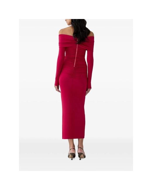 Carolina Herrera Red Off-Shoulder Midi Dress