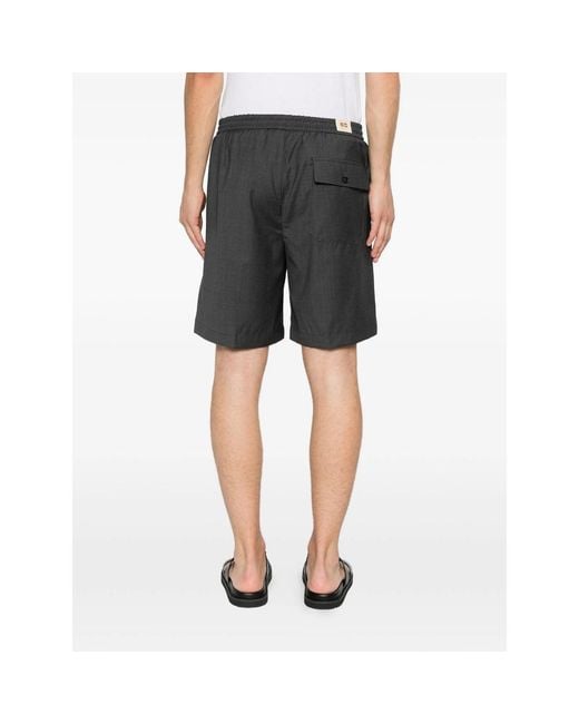 BRIGLIA Gray Molokaip Pleated Drawstring Shorts for men