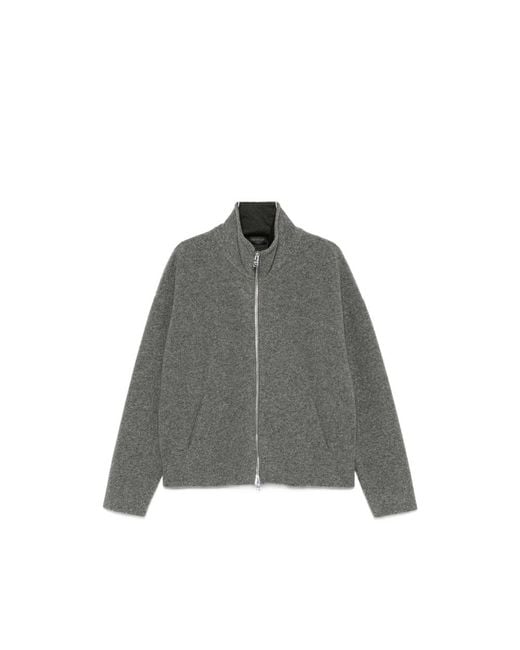 Dondup Gray Zip-Up High-Neck Jacket for men