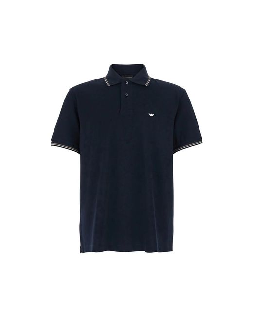 Emporio Armani Blue Cotton Sweater With Logo Detail for men