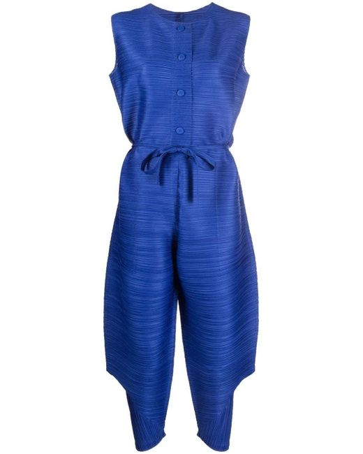 Pleats Please Issey Miyake Blue Thicker Bounce Technical-pleated Jumpsuit