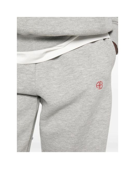 Anine Bing Gray Karter Logo-Embroidered Elasticated Track Pants