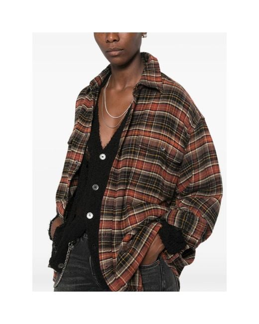 R13 Brown Plaid Buttoned Shirt