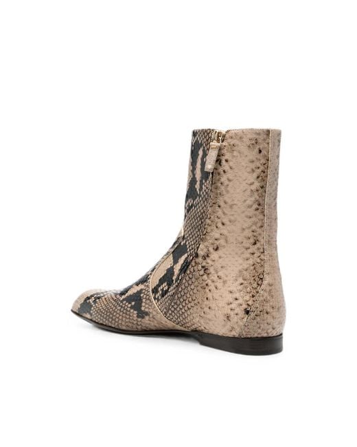 Khaite Brown Snake-Effect Ankle Boots