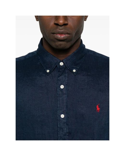 Ralph Lauren Blue Shirt Linen for men