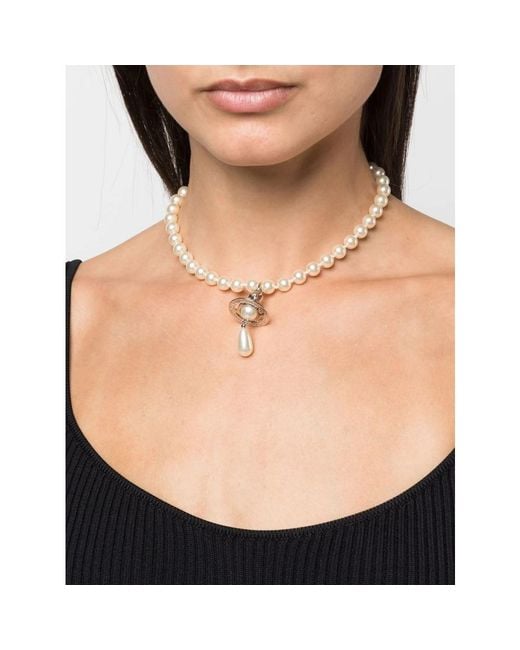 Vivienne Westwood Metallic Faux-Pearl Drop Choker