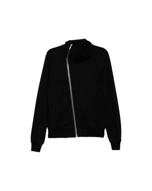 Rick Owens Black Asymmetric-Zip Funnel-Neck Jacket for men