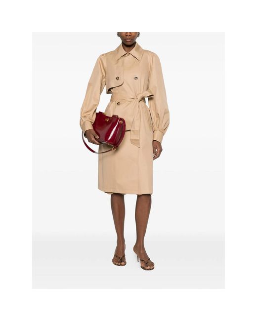 Twinset Natural Double Breasted Gabardine Trench Coat