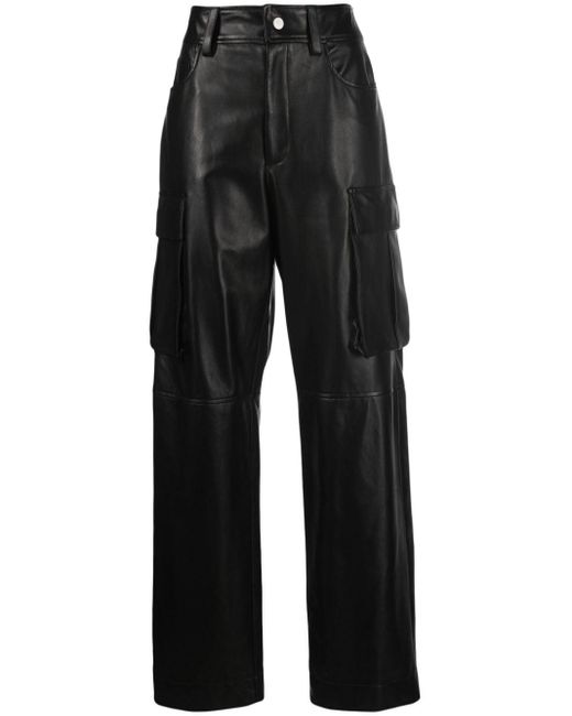 GIUSEPPE DI MORABITO Black Cargo-pocket Leather Trousers